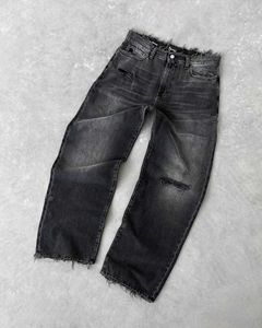 Heren jeans dames mode lage taille ho jeans y2k hiphop retro dames scheurde rechte denim broek punk grunge high strt cargo broek h240508