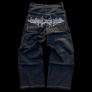 Jeans voor heren Damesjeans Y2K Jeans Harajuku Retro Schedel Grafisch Baggy Jeans Zwarte broek Heren Nieuwe Punk Rock Hip Hop Gothic Wijde pijpen Broek Streetwear T231121