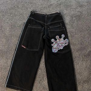 Jeans voor heren Damesjeans Y2K Jeans Street chic JNCO Grafisch geborduurde baggy jeans Zwarte broek Heren Dames Nieuwe Harajuku Gothic Hoge taille Wijde pijpen broek T231121