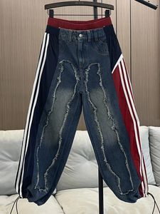 Jeans pour hommes personnalité féminine automne et hiver taille élastique double taille sarouel lavé denim droit mode jean ample 231206