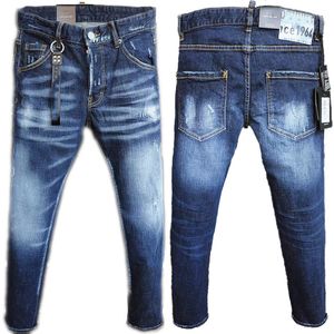 Jeans voor heren Versleten, eenvoudige, slanke pasvorm, gescheurde gaten, veelzijdige elastische jeans, strakke en rechte pasvorm