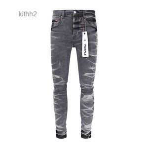 Jeans pour hommes Pantalons de mode gris froissés pour hommes Streetwear déchiré long NZJD