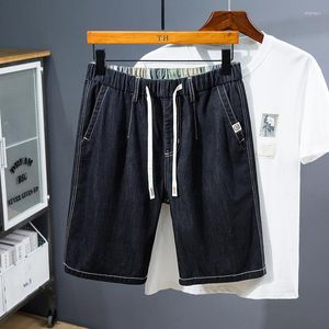 Jeans homme XL 5XL 6XL 7XL hommes ample droite rayure Denim Shorts décontracté taille cordon Stretch 2023 été