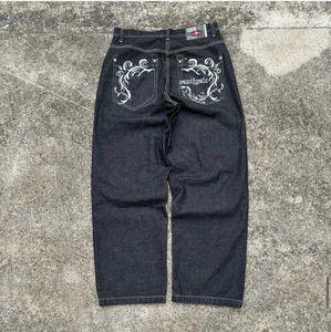 Jeans masculin Y2K American Vintage New Harajuku Hip Hop Imprimé brodé de denim en vrac Gothic High Wide Q240509