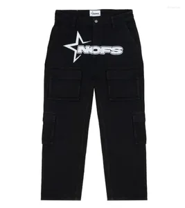Jeans pour hommes Y2K Baggy Men2024 Streetwear Alphabet Imprimer Casual Pantalon à jambes larges Hommes High Street Rétro Hip Hop Femmes