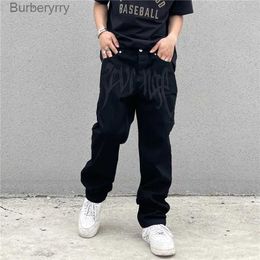 Jeans Homme Y2K noir Baggy jean hommes nouveau Streetwear américain rétro imprimé lettre pantalon droit Hip-hop lâche Denim pantalon L231011
