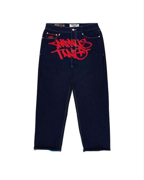 Jeans pour hommes Y2K noir slim droit brodé jean hommes printemps et automne lâche tendance décontracté couple pantalon streetwear détail/vente en gros 230827