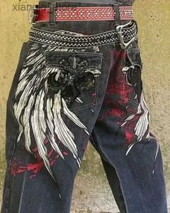 Jeans masculin y2k vêtements gothiques jeans vintage new harajuku wing broderie jeans baggy pantalon punk punk hip hop