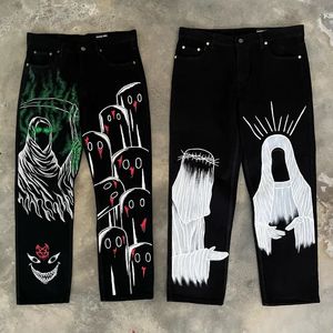 Jeans pour hommes Y2K Harajuku vêtements jeans Vintage imprimé hip hop tendance américain noir jeans hommes femmes rue gothique décontracté baggy jeans 231122