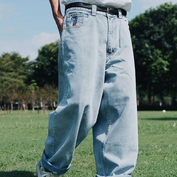 Jeans masculin y2k harajuku pour hommes de streetwear broderie denim loisir simple pantalon cargo femmes mujer baggy