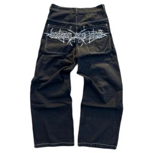 Jeans pour hommes Y2K Harajuku rétro crâne graphique Baggy pantalon noir punk rock hip hop gothique pantalon large streetwear 230810