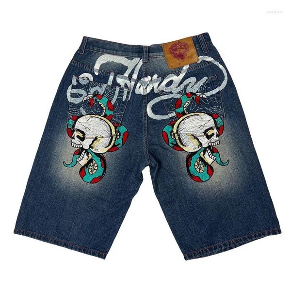 Jeans para hombres Y2K Haruku Denim Shorts Ropa Hip Hop Tendencia Streetwear American Hombres Mujeres 2024 Verano Gótico Negro Jean
