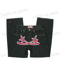 Jeans masculin y2k jeans gothique hip hop strt mens nettes pantalon jeans rock lâches harajuku pantalon de jean noir décontracté strtwear t240419