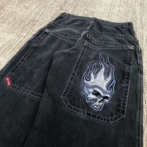 Jeans pour hommes Y2k Hip Hop Crâne Motif Surdimensionné Baggy Poche Vintage Denim Pantalon Hommes Femmes Gothique Large Pantalon Streetwear 230714