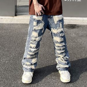 Jeans pour hommes Y2K Hole Distressed Baggy Washed Jeans pour hommes High Street Ripped Loose Casual Denim Pantalons surdimensionnés unisexe Hip Hop Cargos 230626