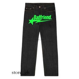Jeans pour hommes Y2k Jeans Baggy Hiphop Bad Friend Lettre Imprimé Baggy Pantalon 2023 Nouveau Harajuku Mode Punk Rock Pantalon Streetwear Wide Leg Jeans 92
