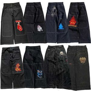 Jeans masculin Y2K JNCO de haute qualité brodée Hip Hop Baggy Jeans Tribal Gothic Strtwear Harajuku Black Pantal