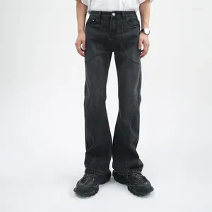 Jeans masculin y2k style coréen coupé drapé lâche look plus mince et plus grand bf mi-jumeau légèrement évasé pantalon