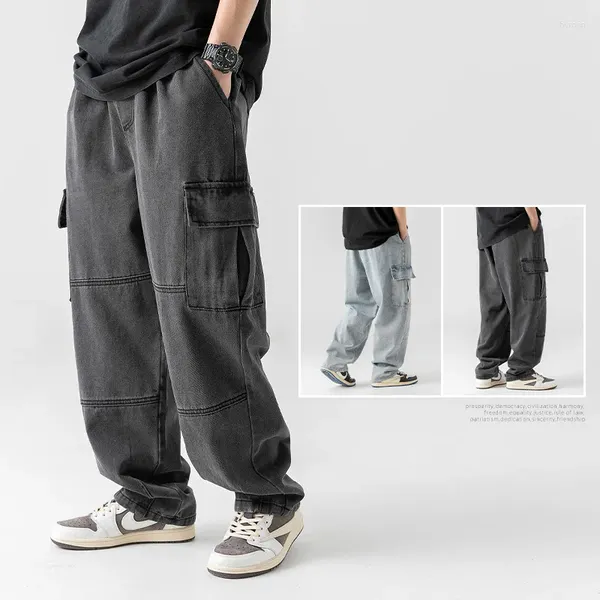 Jeans para hombres Y2k Hombres Pierna ancha Pantalones de mezclilla sueltos rectos Baggy Jean Hip Hop Streetwear Skateboard Neutral Pantalones Cargo