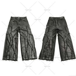 Jeans pour hommes Y2k Old Washed Jeans surdimensionnés pour hommes Hip Hop 2023 New Fashion Casual Punk Rock Loose Straight Wide Leg Pants Streetwear