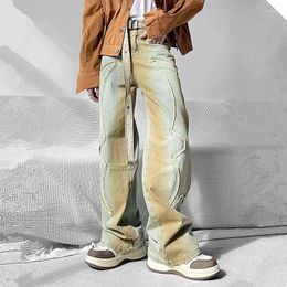 Jeans pour hommes Y2K Streetwear Washed Blue Old Baggy Pantalon empilé pour hommes Vêtements Femmes Lâche Hip Hop Denim Pantalon Pantalon Homme