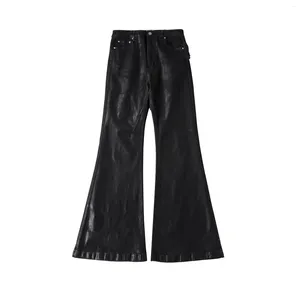 Jeans pour hommes Y2K Streetwear Wax Cuir Streth pour hommes et femmes Ropa Hombre Baggy Flare Pantalon surdimensionné Pantalon en denim droit
