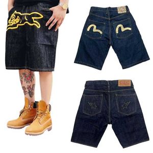 Jeans masculin y2k style denim shorts hip-hop shorts de gymnase mens lâches pantalon de sport large shortsl2405