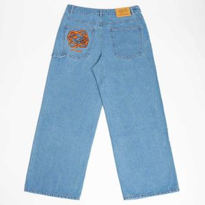 Jeans pour hommes Y2K style jeans hommes Harajuku hip-hop graphique broderie poches denim pantalon gothique vêtements de rue taille haute jambe large pantalon 2023 nouveau J240328