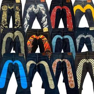 Jeans masculin Y2k style vintage lavé jean imprimé pour femmes jeans de jambe large hommes hauts strt vaches pantalon de coton ajusté Strtwear T240507