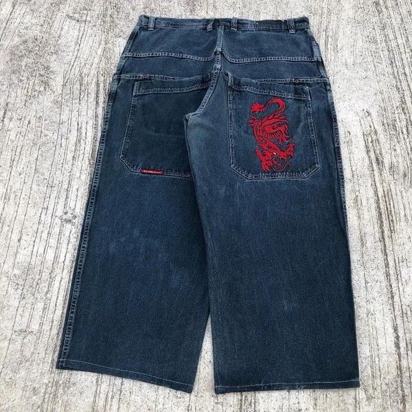 Jeans para hombres Y2K Vintage Hombres JNCO Hip Hop Streetwear Gráfico Goth Mujeres Baggy Denim Pantalones Harajuku Casual Pierna ancha