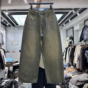 Jeans pour hommes en argile jaune batik enduit de jeans H240508