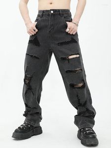 Jeans pour hommes YIHANKE American Retro Street Trendy Hole Is Made Of Y2k Pantalon de loisirs droit Baggy Hosen