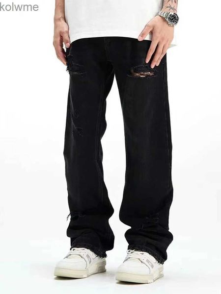 Men's Jeans YIHANKE, pantalones vaqueros negros rayados para hombre, nuevos pantalones vaqueros Y2k para hombre, pantalones vaqueros holgados de Hip Hop Harajuku, pantalones de calle para hombre, triangulación de envíos YQ240205