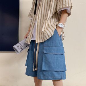 Jeans pour hommes -Youth Blue Japan Baggy Pockets Denim Shorts 2023 Y2k Streetwear Harajuku Korean Fashions Vintage