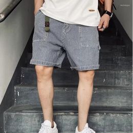 Jeans pour hommes Youth Mid Rise Quarter Pants Spring Men's Japanese Stripe Trend Casual And Polyvalent Small Leg Shorts