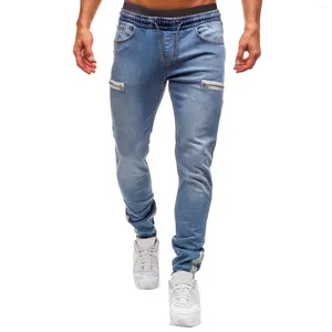 Jeans pour hommes Zipper Pocket Hommes Mode Jean Casual Pure Couleur Skinny Pantalon Mâle Denim Pantalon Coréen Pour Y2k