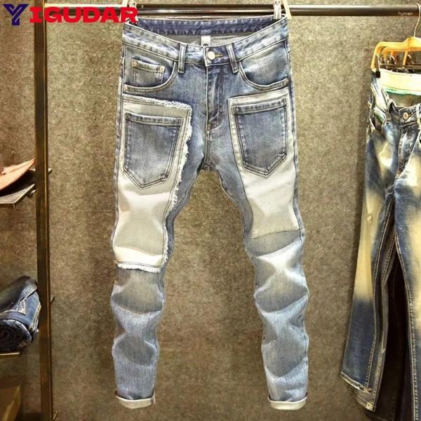 Jeans masculin Zn 2024 Hommes Straight Worn Hole Europe et Amérique Pantalons classiques Pantalones Hombre Y2K Streetwear Cargo