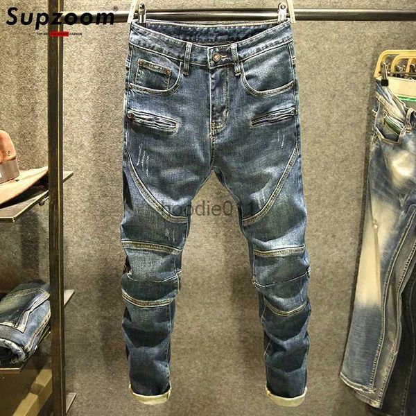 Jeans para hombre zoom Nueva llegada Venta caliente Top Moda Otoño Cremallera Mosca lavada Casual Patchwork Cargo Denim Bolsillos Jeans de algodón Hombres L231220