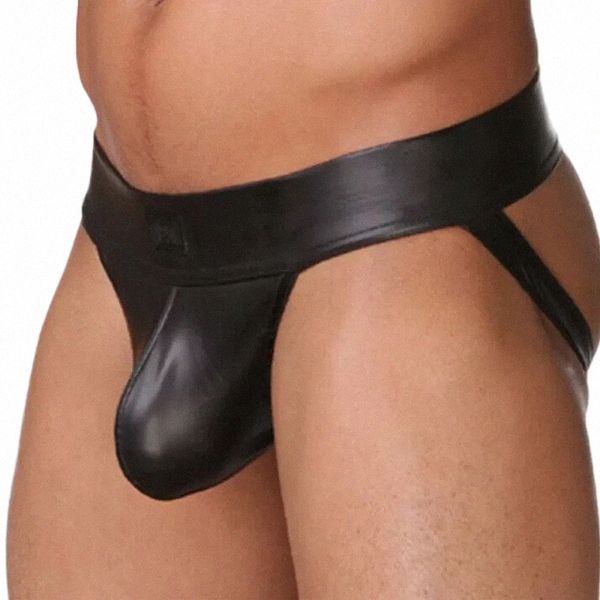 Jockstrap pour hommes Lingerie sexy Faux sous-vêtements en cuir culottes érotiques sexe masculin Thgs sous-vêtements taille basse G-Strings r1zI #