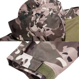 Camouflage de la jungle masculine T-shirt t-shirt à capuche à capuche détachable Uniforme de combat à manches longues
