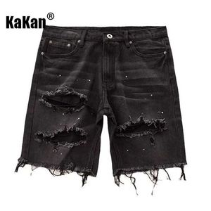 Kakan masculin - Nouveau pantalon d'été pour hommes stricts en denim coréen Populaire Slim Fit Quarter Pants Jeans K58-DK322 J240219 J240326