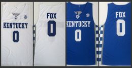 Maillot Kentucky Wildcats #0 De'Aaron Fox Royal College Basketball Hype Elite pour homme