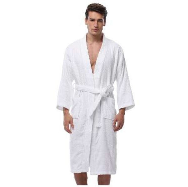 Albornoz tipo kimono para hombre, batas de algodón turco de talla grande, vestido largo ligero para hombre, albornoz de absorción después de la ducha, ropa de dormir