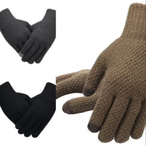 Guantes de punto para hombres invierno otoño masculino pantalla táctil guantes de alta calidad más terciopelo fino sólido tibia mitones negocio 316 x2