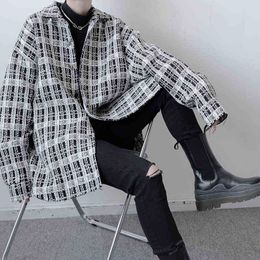 Mode coréenne pour hommes Vintage laine lâche décontracté Plaid épais chemise veste femmes surdimensionné à la mode Streetwear chemise manteau hauts T220728
