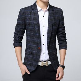 Versión coreana de los hombres botón de manga larga delgado Dropshipping chaqueta de traje casual marca top coat business blazers de algodón