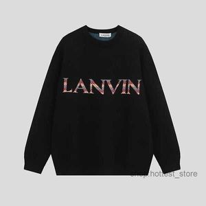 Lanvins Lanvins Sweaters Designer Lanvins Hoodie herfst/winter Nieuwe Langfan Net Red Loose Crew Neck Sweater Veelzijdige T -shirt trend voor mannen en vrouwen 21