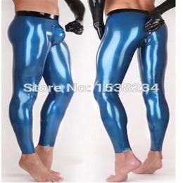 Pantalon slim en Latex pour hommes, pantalon en caoutchouc lisse avec fermeture éclair, 186D