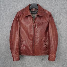 Herenleer .2022 Brand Bruidde vintage stijl Horsehide jas. Classic Rider 1930 Echte jas. Red bruin slank