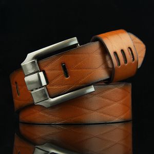 Ceinture en cuir pour hommes, bon marché, haute qualité, décontractée, Vintage, mode, à carreaux, accessoires pour pantalons, 110cm